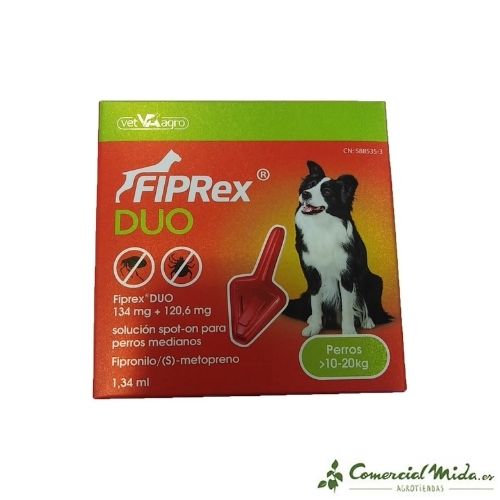 Fiprex Duo M pipeta antiparasitaria para perros medianos (10-20Kg)