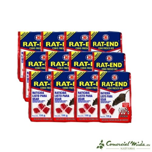 RAT-END raticida cebo fresco 150 gr pack de 12 unidades