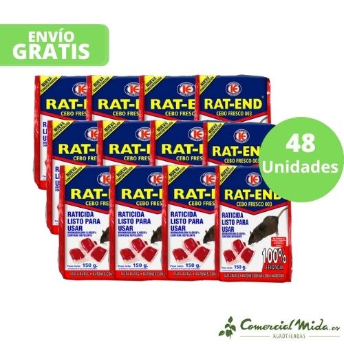 RAT-END raticida cebo fresco 150 gr pack de 48 unidades