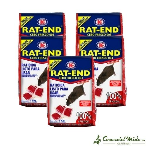 RAT-END raticida cebo fresco 1 kg pack de 5 unidades